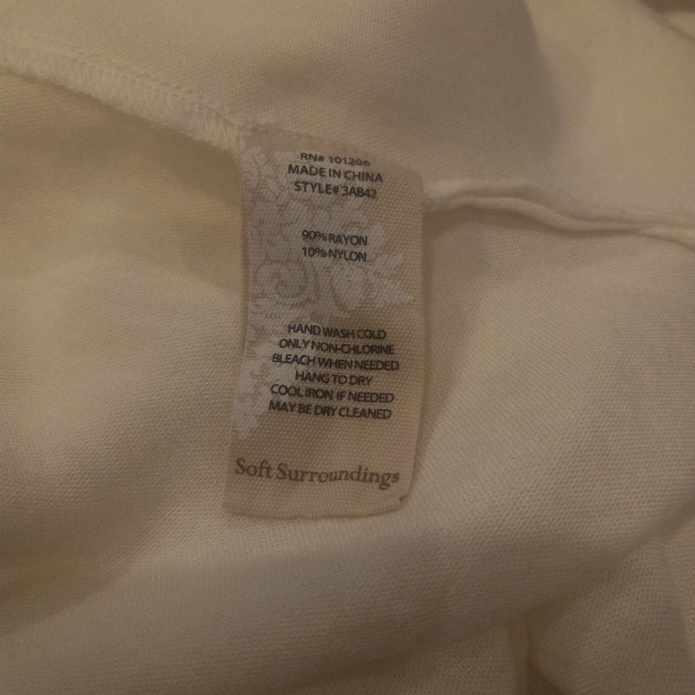 Soft Surroundings White V Neck Button Top - Picture 5 of 6